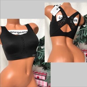 VICTORIAS SECRET 32 34 36 38 ANGEL MAX SOLID BLACK COMFY SPORTS BRA